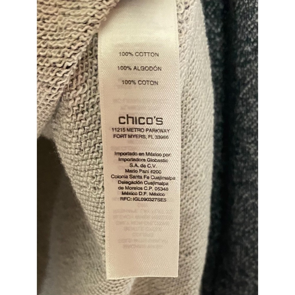 Weekend By Chico's Womens Blouse Top Size 0 Gray Long Sleeve Knit Shoulder‎ Zip - Picture 3 of 11
